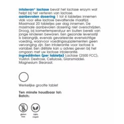 Intoleran Lactase 2.500 4 Intoleran Lactase 2.500 -Winkel Voor Gezondheidszorgproducten 1036740 3