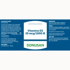 Bonusan Vitamine D3 25 Mcg/1000 IE 3 Bonusan Vitamine D3 25 Mcg/1000 IE -Winkel Voor Gezondheidszorgproducten 1039316 2