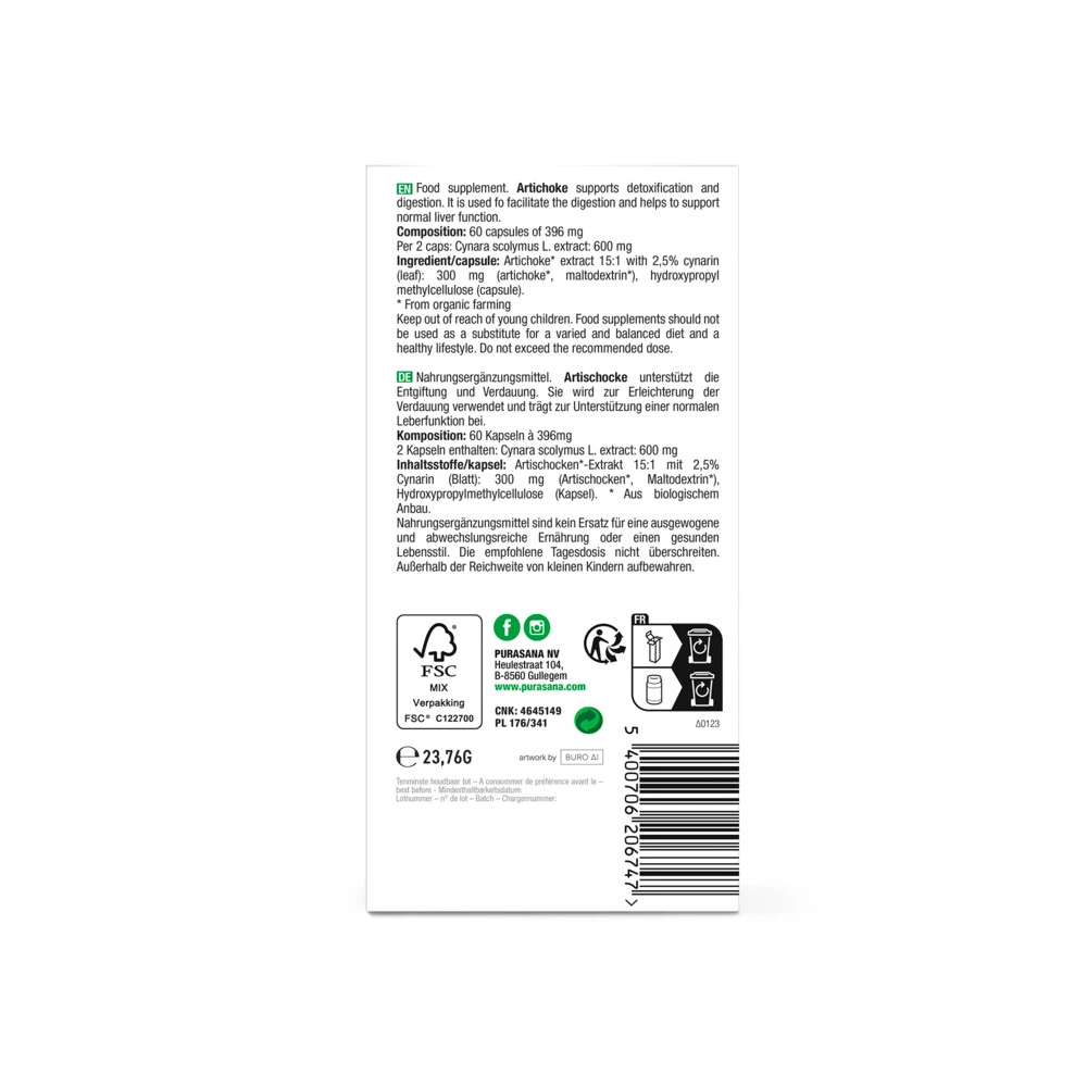 Purasana Artisjok Extract 300 mg Purasana Artisjok Extract 300 Mg -Winkel Voor Gezondheidszorgproducten 1070719 3 1