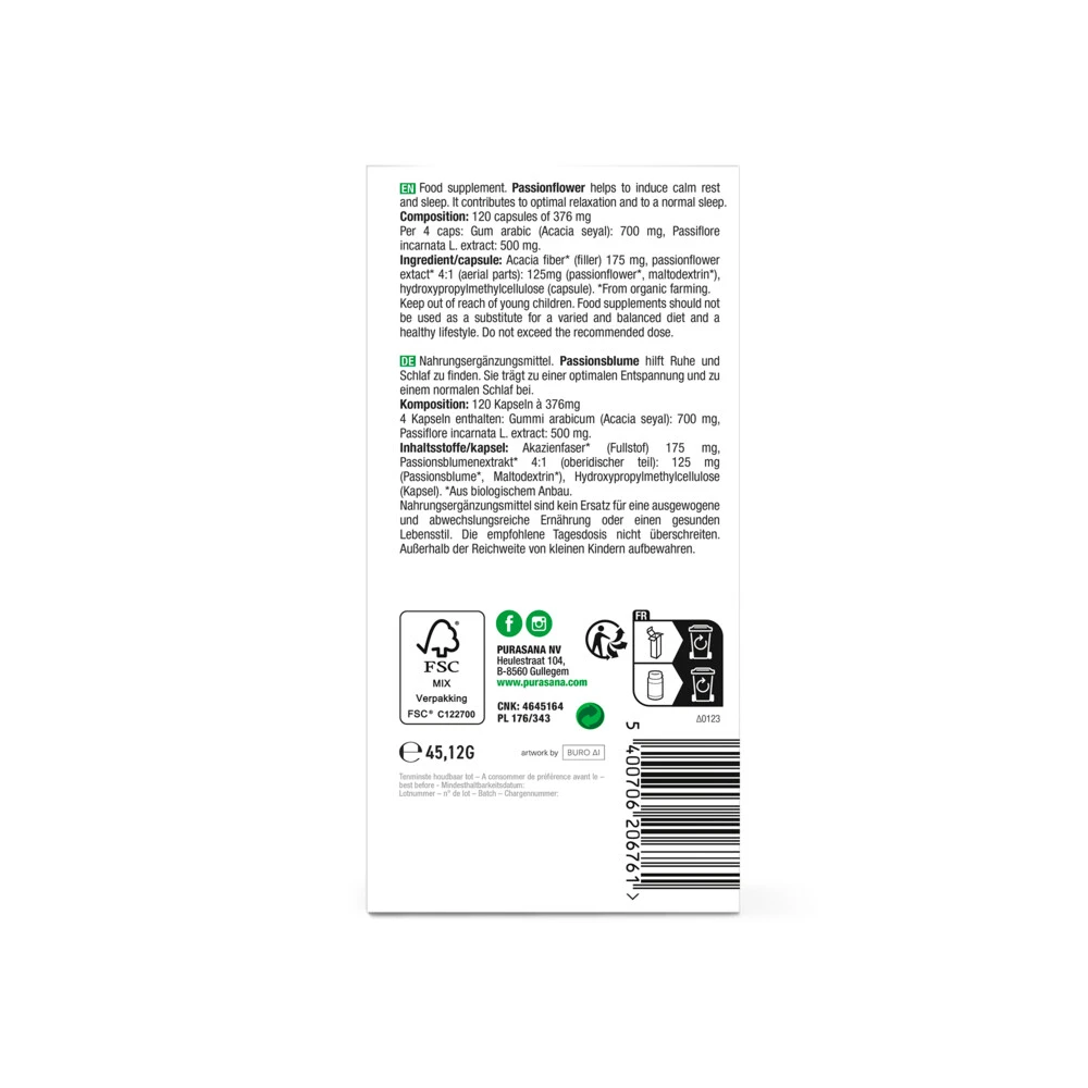 Purasana Passiebloem Extract 125 mg Purasana Passiebloem Extract 125 Mg -Winkel Voor Gezondheidszorgproducten 1070727 3