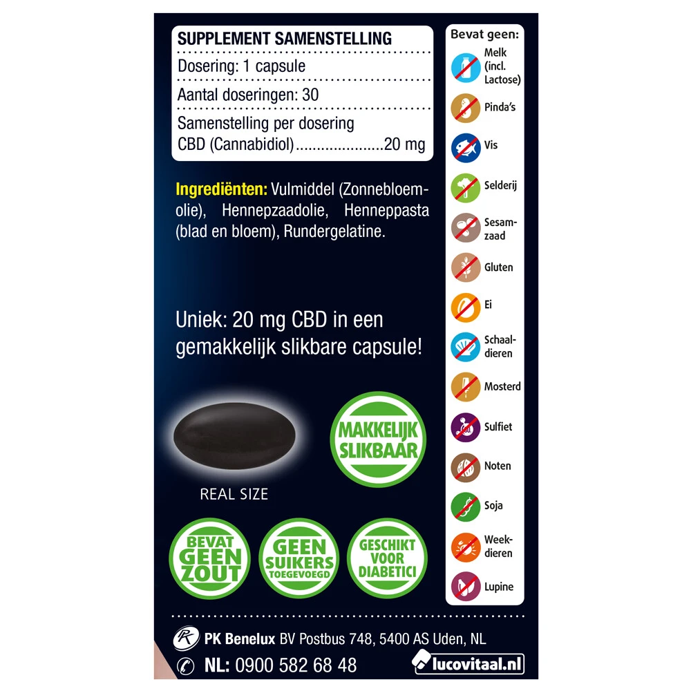 Lucovitaal CBD Cannabidiol 20 mg Lucovitaal CBD Cannabidiol 20 Mg -Winkel Voor Gezondheidszorgproducten 990218 3